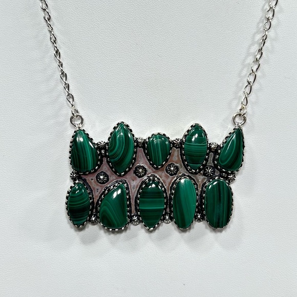 Malachite Vintage Style 925 Gemstone Multi Stone Necklace